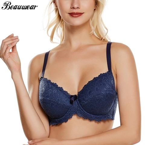 Beauwear-Sujetador de encaje Sexy para mujer, Bralette con aros cómodos, de cobertura completa, 34D, 36D, 38D, 40D, 42D, 44D ► Foto 1/6