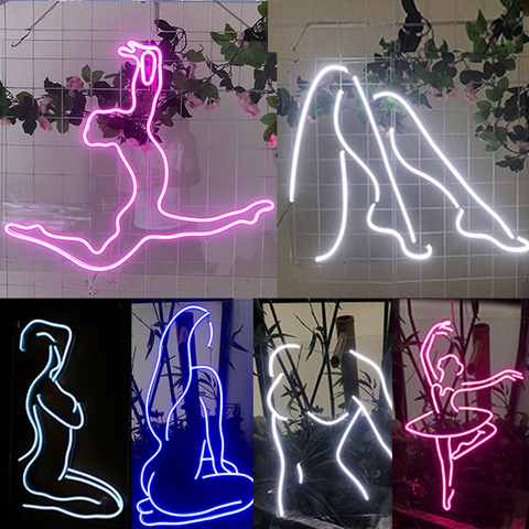 Letrero de neón personalizado para chica, iluminación Led flexible personalizada, regalo de decoración del hogar, caja de noche para su fecha para pareja ► Foto 1/6