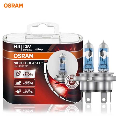 OSRAM-bombilla de faro delantero de coche H4, lámpara halógena de haz bajo, Luz De Carretera, ilimitado, 64193NBU, P43t, 3900K, 12V, 60/55W, 1 unidad ► Foto 1/6