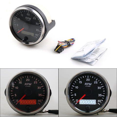 Tacómetro diésel de 0 a 4000RPM, medidor de 85MM RPM, luz ámbar/blanca, con reloj de arena LCD para coche, barco y motocicleta ► Foto 1/6