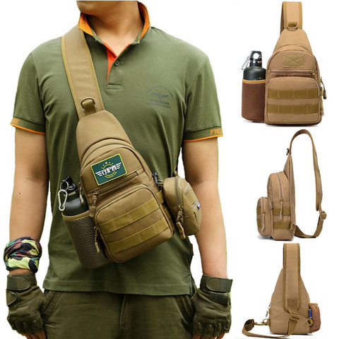 Bolsa Bandolera táctico militar para hombre al aire libre senderismo  Camping bolso de hombro ejército caza pesca senderismo pecho Sling Molle  mochila - Historial de precios y revisión