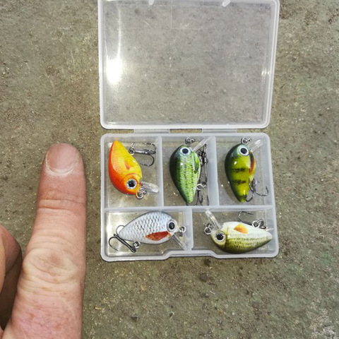 TREHOOK-Señuelos de pesca artificial, 5 unidades, 1,5g 3cm mini wobblers/Crankbait, flotante, para aparejos de pesca, lubina ► Foto 1/6