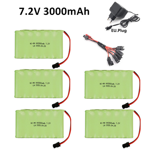 Batería NiMH de 7,2 V y 3000mah para juguetes a control remoto, tanques, camiones, Robots, pistolas, barcos, AA, 7,2 V, NI-MH, con enchufe SM/JST/TAMIYA/EL-2P ► Foto 1/2