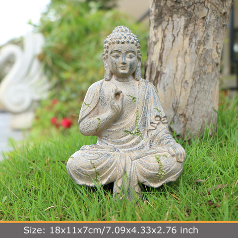 Estatua de Buda de jardín de meditación, figura japonesa de Buda Zen para decoraciones al aire libre, escultura de Ganesha, adornos para el jardín ► Foto 1/6