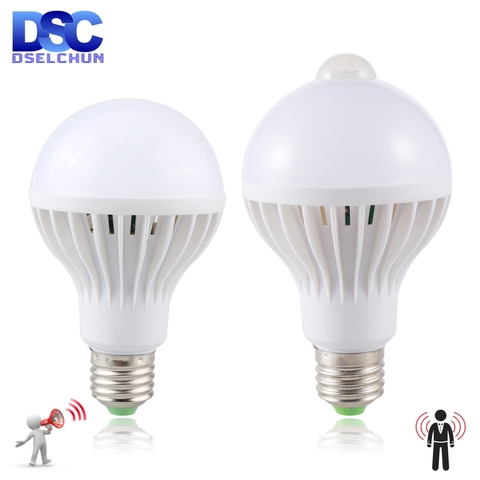 Bombilla Led de 3W, 5W, 7W, 9W, lámpara con Sensor de movimiento, CA de 220V, 230V, Led inteligente automático, luz infrarroja con Sensor de movimiento E27 ► Foto 1/6