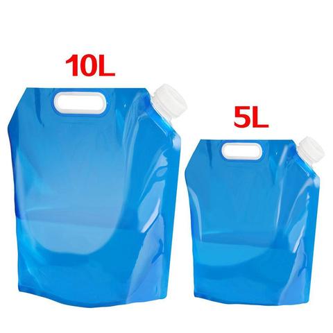 Bolsa de agua al aire libre de alta capacidad, 5/10L, plegable, depósito, sello de seguridad, ligera, para almacenamiento de agua potable ► Foto 1/6