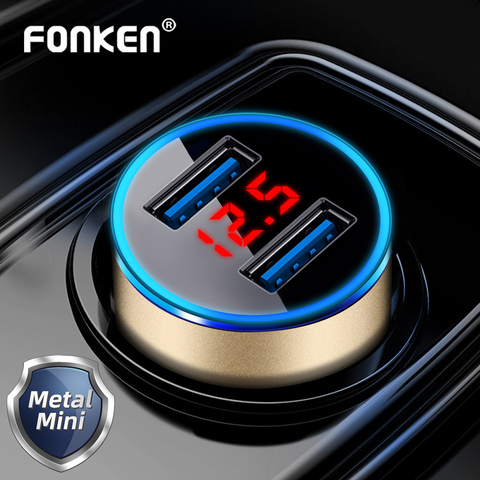 FONKEN-cargador USB para coche, cargador de teléfono con 2 puertos, carga múltiple para dispositivo móvil Dual, LED 3.1A, adaptador Universal para coche ► Foto 1/6