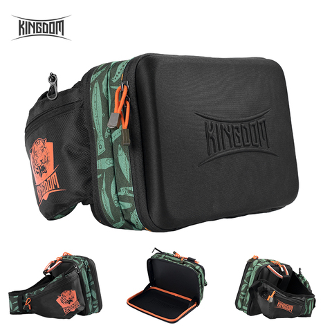 KINGDOM-Mochila de pesca de 8L resistente al agua, bolsa con dos compartimentos principales, con eslinga, para colgar de un hombro, con caja de señuelo multifuncional, bolso de aparejo, para usar al aire libre ► Foto 1/6