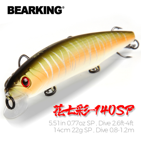 BEARKING-Señuelos de Pesca de 14cm y 22g, equipo de pesca caliente, manivela minnow, sistema de peso de tungsteno, wobbler, cebo artificial isca ► Foto 1/6