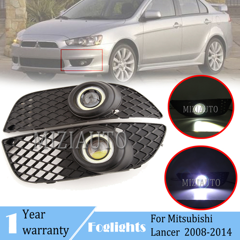 Luces LED antiniebla de Ojos de Ángel para Mitsubishi, faros antiniebla DRL, cubiertas de marco de rejilla, para Lancer 2008-2014 ► Foto 1/6