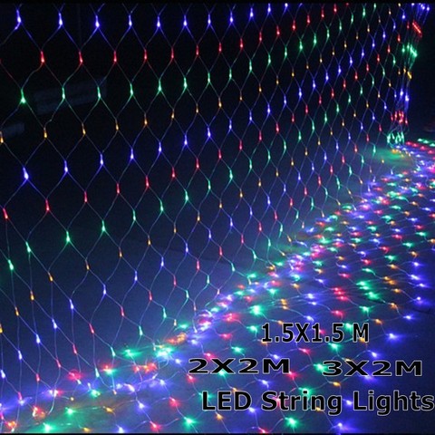 Guirnaldas de Navidad de 2x2M y 3x2M, guirnalda de luces LED de red, decoración de jardín, boda, cortina de luz para vacaciones ► Foto 1/6