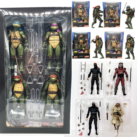 NECA-figura de acción de Raphael, Leonardo, Donatello, Michelangelo, picadora, Krang, Tortuga, película clásica de los años 90 ► Foto 1/1