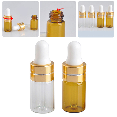 Botella de vidrio con gotero puro, tubos de muestra de Perfume para aceite esencial, pipeta reactiva rellenable, venta al por mayor, 3ml, 1 ud. ► Foto 1/5