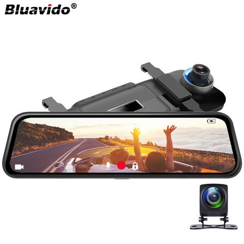 Bluavido-cámara DVR con espejo para coche, sistema de estacionamiento con Radar, grabadora de vídeo de 10 pulgadas para automóvil, grabación en bucle, visión nocturna, 1080P Dual ► Foto 1/6