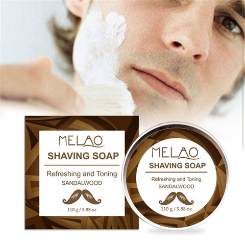 Novedad de 110g de manteca de karité y miel jabón de afeitar con cuentas para hombre espuma para afeitadora herramienta de peluquería jabón de afeitar ► Foto 1/6