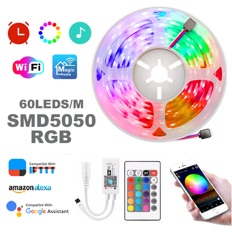 Tira de luces LED de 5-30M, 5050 RGB, resistente al agua, WIFI, controlador remoto Flexible, adaptador de luces, SMD DC12V, cinta LED ► Foto 1/6