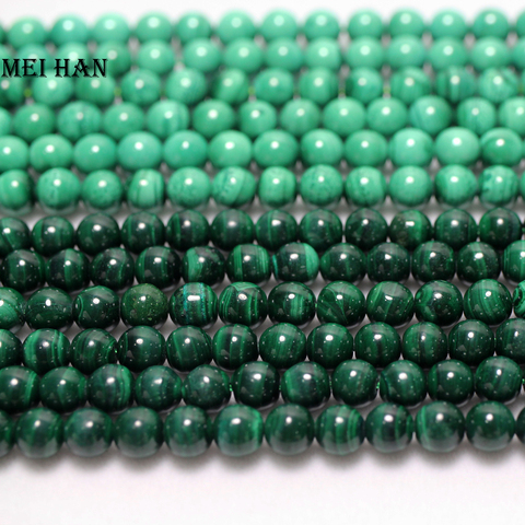 Meihan-Cuentas de piedra sueltas redondas lisas de malaquita natural, 6mm, para fabricación de joyas, pulsera de diseño DIY ► Foto 1/2