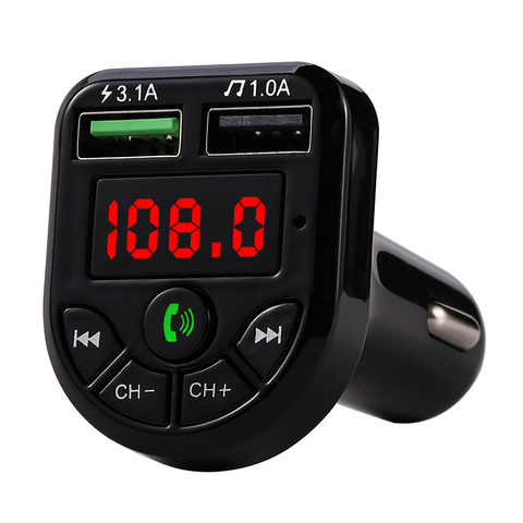 Transmisor FM LED con Bluetooth 5,0 para coche, kit de reproductor de música MP3, USB Dual, cargador 3.1A 1A, 2 puertos USB, para iphone, para coche, disco U/TF ► Foto 1/5