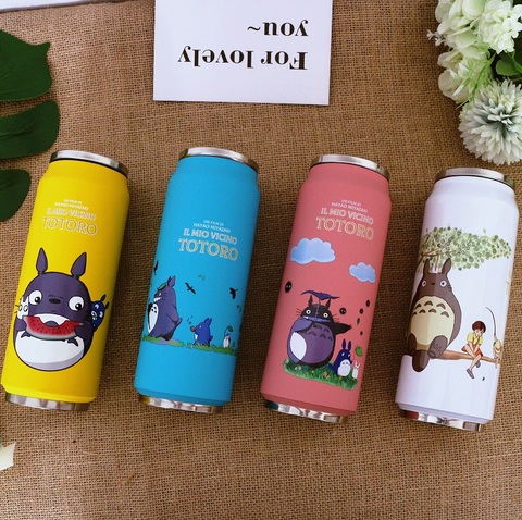 Termo de Totoro de acero inoxidable para estudiantes, taza de pajita creativa, portátil, Unisex ► Foto 1/6