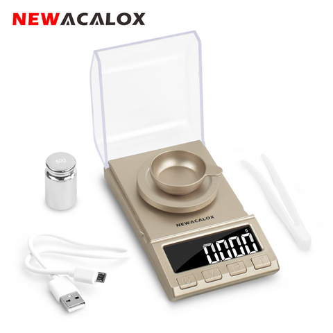 NEWACALOX-báscula Digital de precisión, balanza electrónica de joyería de 50g/100g/200g, 0.001g, potenciada por USB, Medicinal ► Foto 1/6