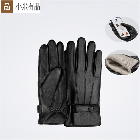 Xiaomi Mijia Qimian de piel de cordero guantes de pantalla táctil español crudo invierno otoño espesar cálido unisex para conducir moto pesca D5 # ► Foto 1/6