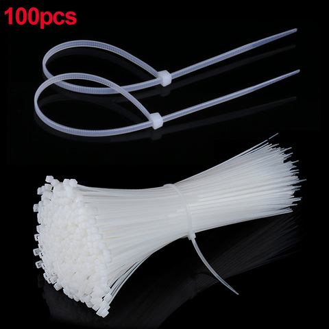 100 unids/lote de auto-bloqueo de plástico de Nylon Cable * 2,5*100mm 2,5*150mm 2,5*200mm accesorios blanca/negra Blanco/negro ► Foto 1/6