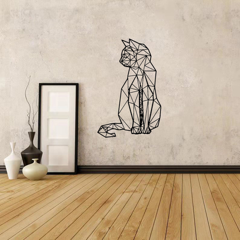 Pegatina de pared geométrica de gato para decoración del hogar, calcomanías de vinilo para habitación de bebé, nuevo ► Foto 1/6
