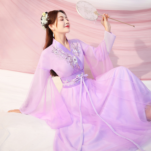 Las mujeres de estilo chino Hanfu danza tradicional traje de Han dinastía princesa ropa Oriental de la dinastía Tang vestidos de hadas traje ► Foto 1/6