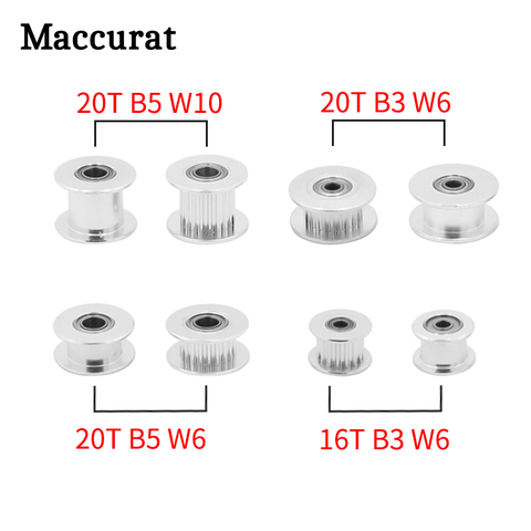 1PC GT2 tensor polea 16/20 dientes de la rueda de diámetro 3/5mm de aluminio dientes ancho 6/10mm para I3 Ender 3 CR10 Reprap impresora ► Foto 1/6