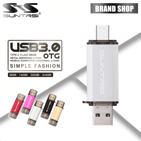 SunTrsi OTG unidad Flash USB 3,0 tipo C Pen Drive 256GB 128GB 64GB 32GB 16GB USB 3,0 Pendrive para el tipo-C ► Foto 1/6