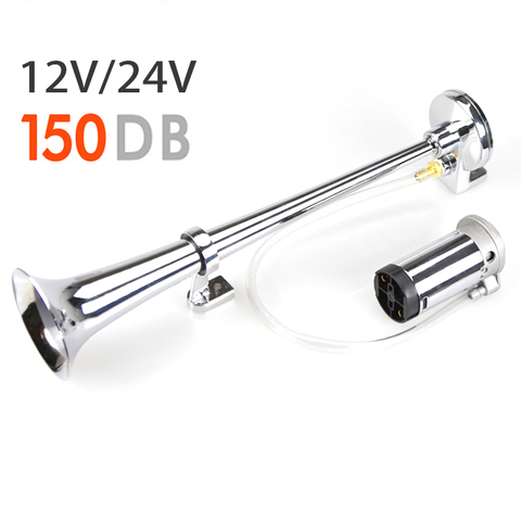 Bocina de aire para coches y camiones, claxon Universal de 17 pulgadas, 150DB, 12V/24V, 180 Hertz, compresor de trompeta único ► Foto 1/6