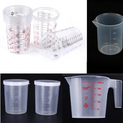 2 uds. 10 Uds. Tazas de mezcla de pintura plástica, tazas de medida, taza de mezcla calibrada para mezcla precisa de pintura y líquidos 100ml-600ml ► Foto 1/6