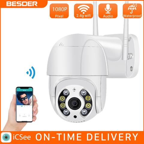 BESDER-cámara de seguridad para exteriores WiFi 1080P, PTZ, detección humana, visión nocturna a Color, Audio, videovigilancia, P2P, IP ► Foto 1/6