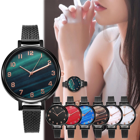 WOKAI-Relojes de pulsera de lujo para mujer, a la moda reloj de cuarzo, esfera de banda de silicona, relojes casuales para mujer ► Foto 1/6