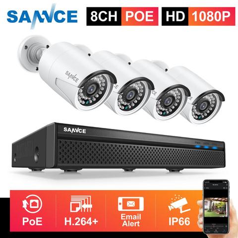 SANNCE-sistema de seguridad CCTV para exteriores, Kit de NVR POE de red de 8 canales, 1080P, cámara IP de 2.0MP, visión nocturna IR, sistema de vigilancia ► Foto 1/6