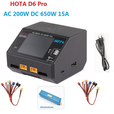 Cargador Lipo HOTA D6 Pro AC 200W DC 650W 15A con carga inalámbrica para batería NiZn/Nicd/NiMH-enchufe AU negro ► Foto 1/6