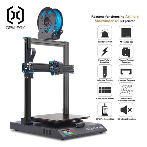 Impresora 3D de artillería Sidewinder X1 SW-X1, dispositivo de alta precisión de talla grande, 300x300x400mm, doble eje Z, pantalla táctil TFT ► Foto 1/6