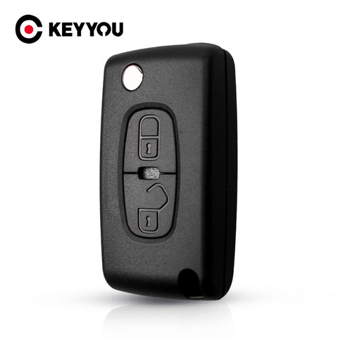 KEYYOU para Peugeot 4007 y 4008 para Citroen C-Crosser C4 botón 2 carcasa para mando a distancia funda de control remoto plegable Fob MIT-11R hoja ► Foto 1/6