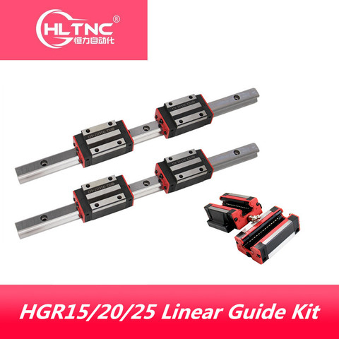 Carril de guía lineal cuadrado HGR15 HGR20 hgr25, con 4 piezas, HGH15CA hgh20ca hgh25ca /flang HGW15CC HGW20cc HGW25CA, enrutador de grabado CNC, 2 piezas ► Foto 1/6