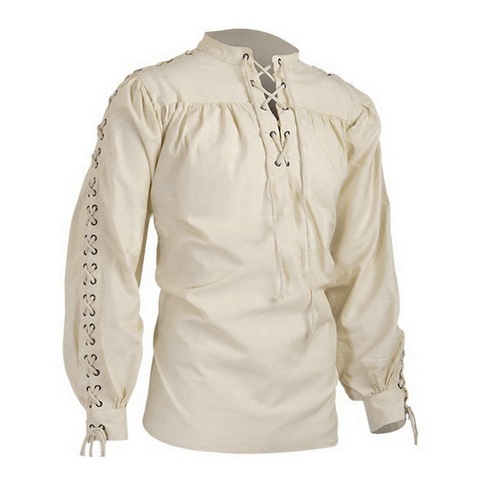 Camisa de pirata Medieval para hombre, camisa vikinga renacentista con cordones, Tops de Halloween, novedad ► Foto 1/6