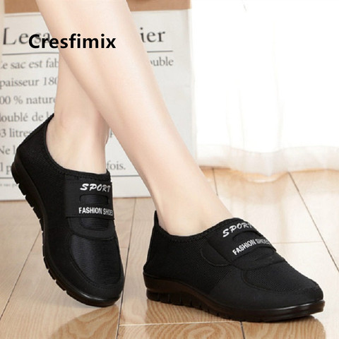 Cresfimix-zapatos clásicos de ballet para mujer, calzado rojo vino sin cordones, zapatos planos para dama, color negro, marrón, zapatos de baile retro, a5527 ► Foto 1/6