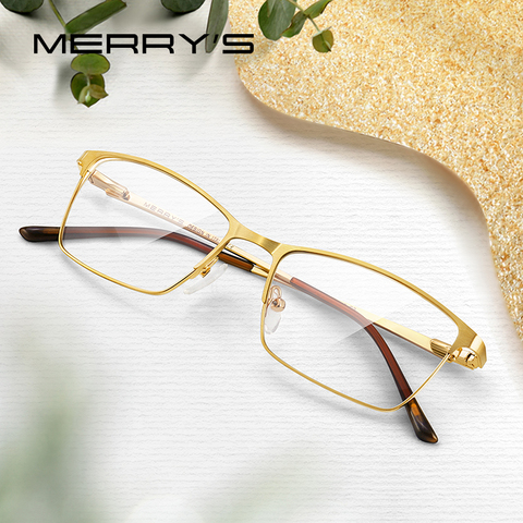 MERRYS-gafas ópticas de aleación de titanio para hombre, lentes de lujo para miopía, graduadas, ultralivianas, S2041 ► Foto 1/6