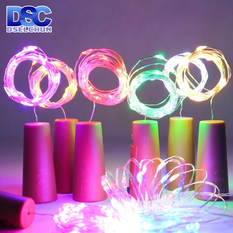 Luces LED para botella de vino, 2M, 20LED en forma de corcho, alambre de cobre, Mini Cadena de luces de colores para interiores y exteriores, luces de Navidad para boda ► Foto 1/6