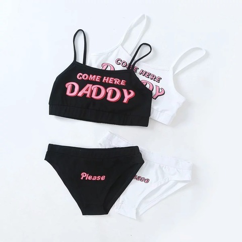 Conjunto de dos piezas formado por camiseta sin mangas estampado letras, Top Sexy sin mangas Harajuku Kawaii de verano, Bikini femenino recortado, 2022 ► Foto 1/6