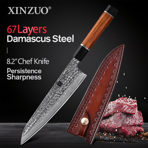 XINZUO-cuchillo de Chef profesional de acero de Damasco, 8,2 