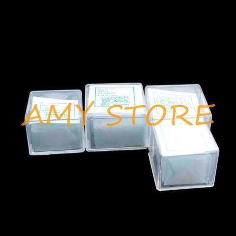 Portaobjetos transparentes para microscopio, cubierta de vidrio de 18x18, 20x20, 22x22, 24x24mm de grosor, 100-0,13mm, 0,17 Uds. ► Foto 1/6