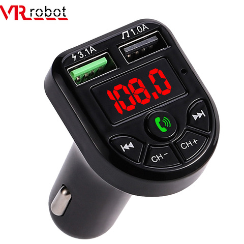 VR robot transmisor FM de coche Bluetooth MP3 reproductor de Audio Kit de manos libres para coche 5V 3.1A cargador Dual USB 12-24V TF U disco reproductor de música ► Foto 1/6