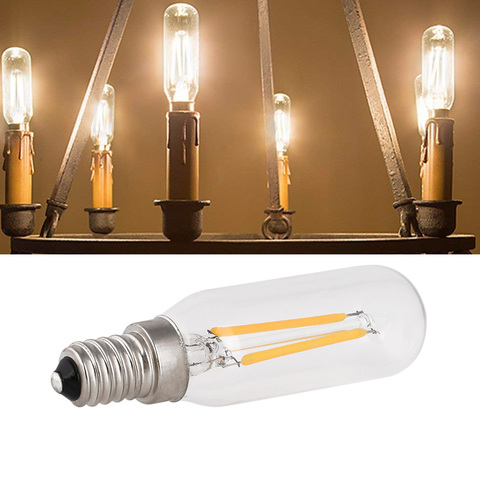 Bombillas LED de bombilla de filamento LED Tubular Vintage T25, 2W, SES pequeño tornillo Edison E14, Base blanca cálida, 2700K, equivalente a halógeno de 20W ► Foto 1/6