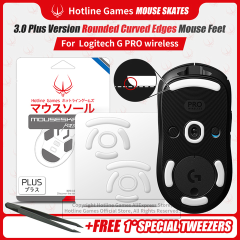 Hotline Games 3,0 Plus redondeado bordes curvos patines de ratón para Logitech G Pro Wireless Gaming Mouse feet pad reemplazo, 0,8mm ► Foto 1/6