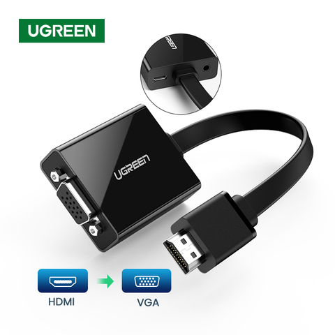 Ugreen-Convertidor de adaptador HDMI compatible con VGA para PC, VGA a HDMI, compatible con 1080P macho a hembra, Cable de Audio y vídeo, Conector de 3,5mm ► Foto 1/6